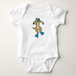 Meerkat at Diving with Swimming goggles Baby Bodysuit