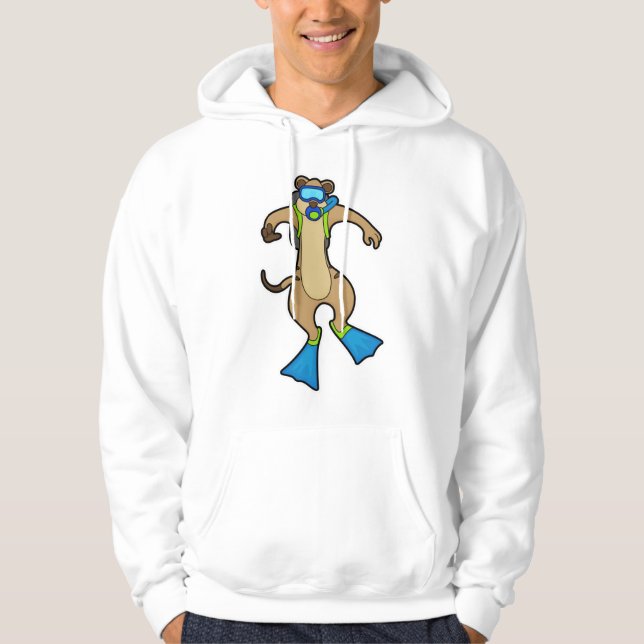 Meerkat at Diving with Swimming goggles Hoodie (Front)