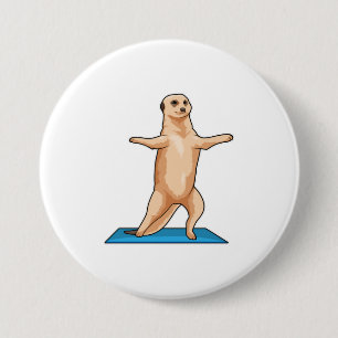 Meerkat at Fitness Stretching exercise 3 Inch Round Button