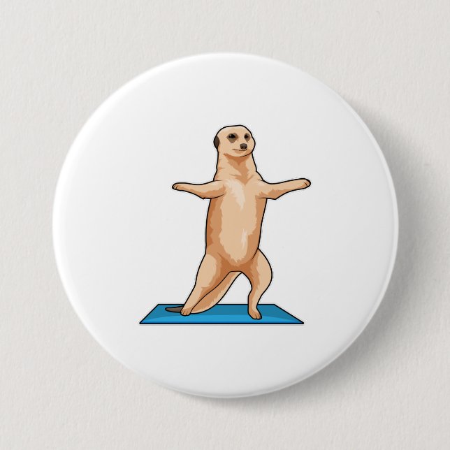 Meerkat at Fitness Stretching exercise 3 Inch Round Button (Front)