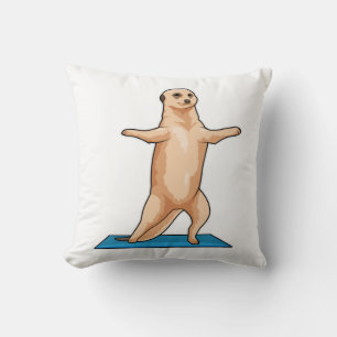 Meerkat at Fitness Stretching exercise Throw Pillow
