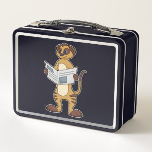 Meerkat at Reading a Newspaper Metal Lunch Box