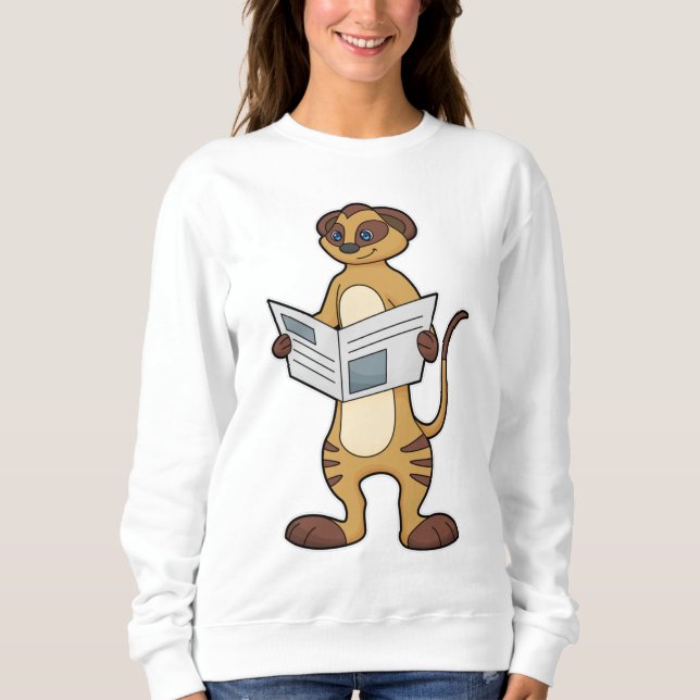 Meerkat at Reading a Newspaper Sweatshirt (Front)