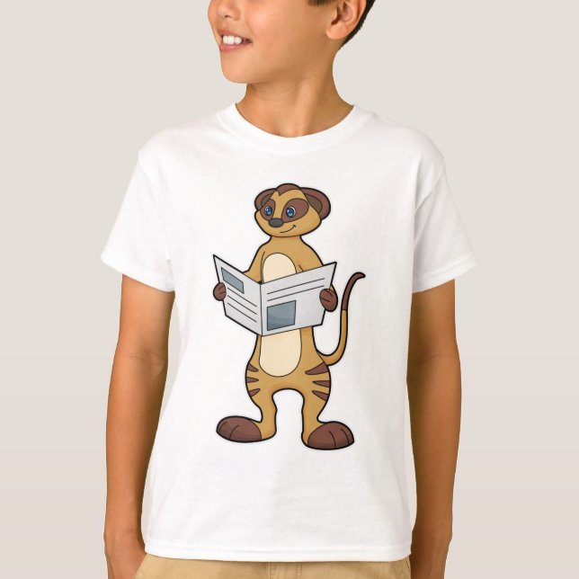 Meerkat at Reading a Newspaper T-Shirt (Front)