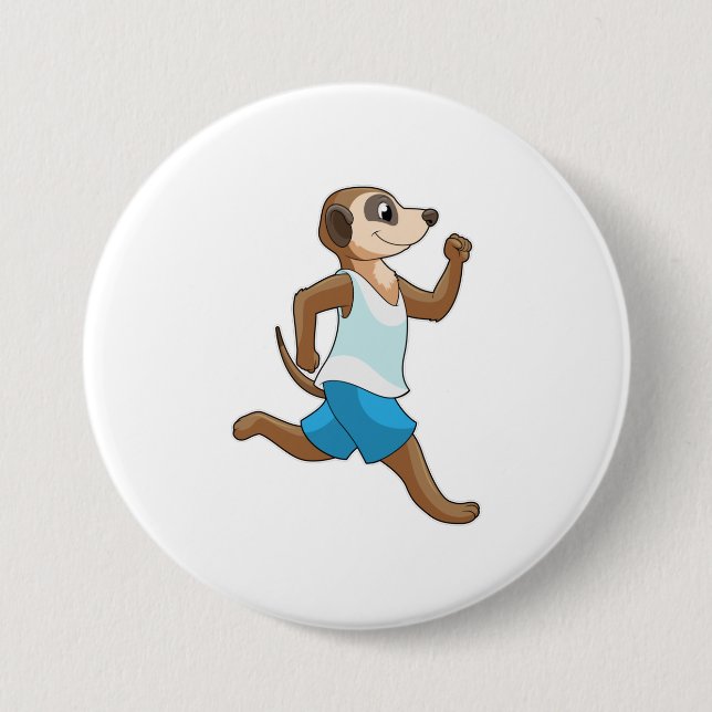 Meerkat at Running Sports 3 Inch Round Button (Front)