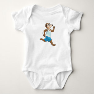 Meerkat at Running Sports Baby Bodysuit