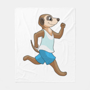 Meerkat at Running Sports Fleece Blanket