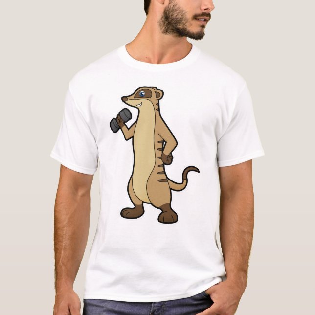 Meerkat at Strength training with Dumbbell T-Shirt (Front)