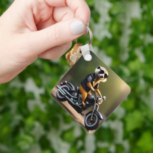 Meerkat Bikie On A Motorbike, Keychain