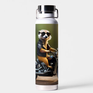 Meerkat Bikie On A Motorbike, Water Bottle
