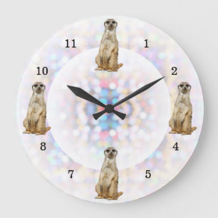 Meerkat Bright Lights Background Large Clock