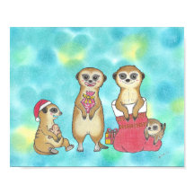 Meerkat  Christmas  Holiday Animal Nursery Poster