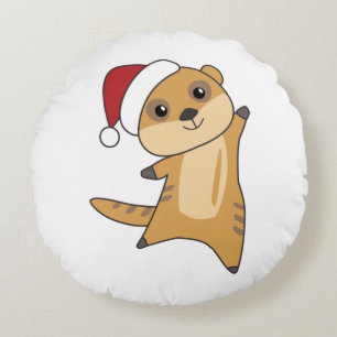 Meerkat Christmas Snow Winter Animals Adult Cloth Round Pillow