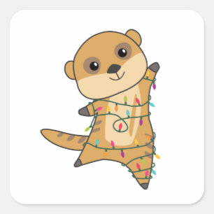 Meerkat Christmas Snow Winter Animals Square Sticker