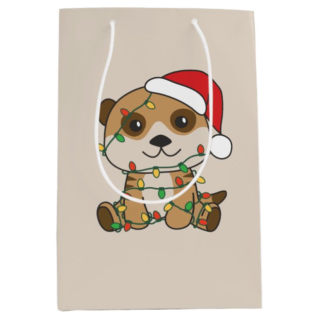 Meerkat Christmas Winter Animals Holiday Meerkats Medium Gift Bag (Front)