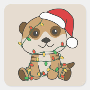Meerkat Christmas Winter Animals Holiday Meerkats Square Sticker