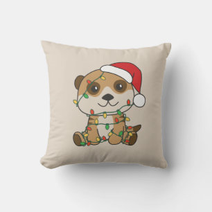 Meerkat Christmas Winter Animals Holiday Meerkats Throw Pillow