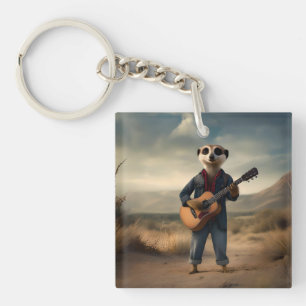 Meerkat Country And Western Artist, Keychain