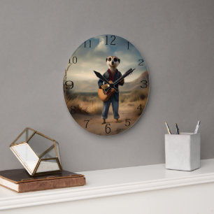 Meerkat Country And Western Artist, Large Clock