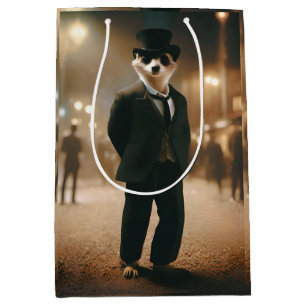 Meerkat Dressed For Black Tie Event,  Medium Gift Bag