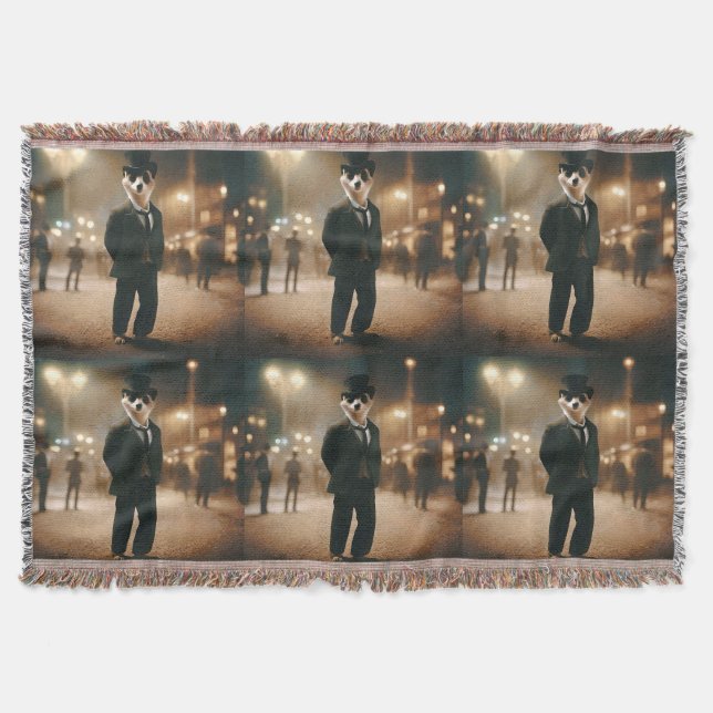 Meerkat Dressed For Black Tie Event,  Throw Blanket (Front)