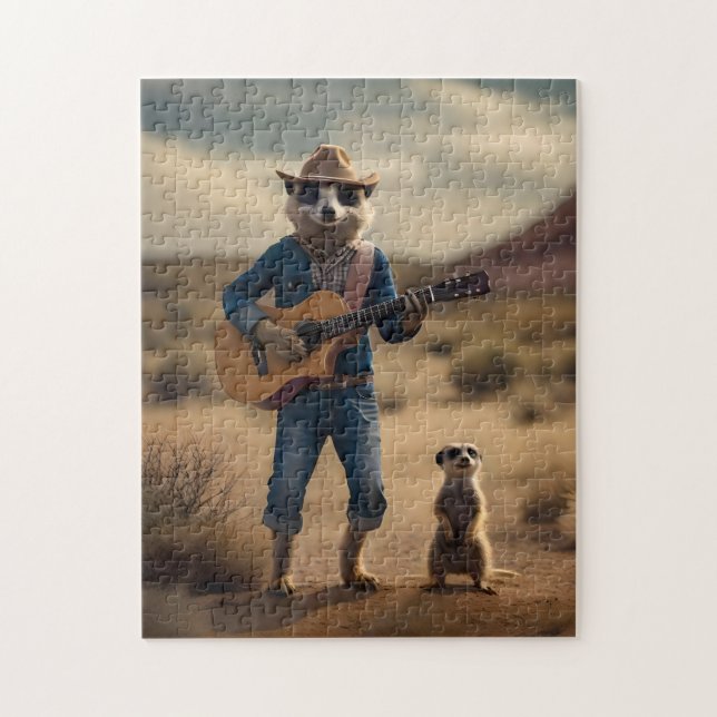 Meerkat Duet: Strumming Together in Harmony, Jigsaw Puzzle (Vertical)