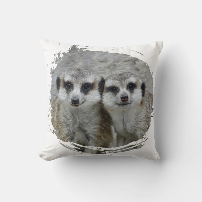 Meerkat duo 003 throw pillow (Front)