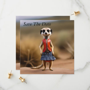Meerkat Female Teenager In Skirt And Jacket, Save The Date