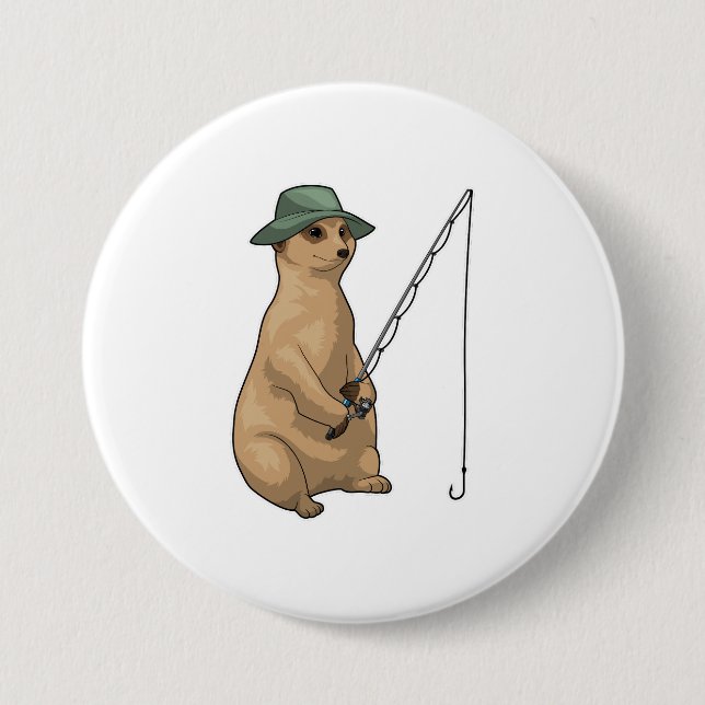 Meerkat Fishing Fisher Fishing rod 3 Inch Round Button (Front)