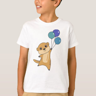 Meerkat Flies With Balloons Cute Animals For Baby T-Shirt