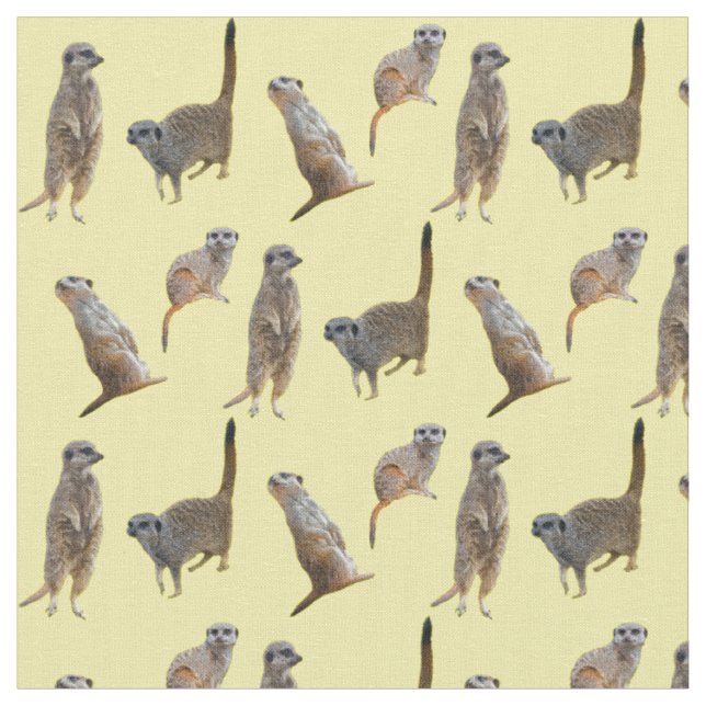 Meerkat Frenzy Fabric (Yellow) (Close Up)