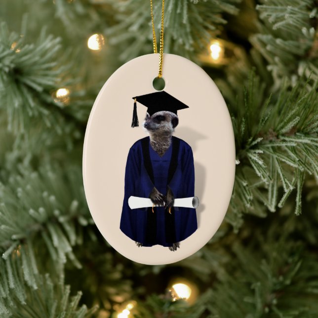 Meerkat Grad Graduation Ceramic Ornament (Tree)