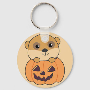 Meerkat In Pumpkin Cute Animals Happy Halloween Ke Keychain