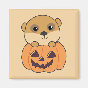 Meerkat In Pumpkin Cute Animals Happy Halloween Ma Magnet