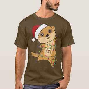 Meerkat Merry Christmas Animal Fairy Lights Meerka T-Shirt