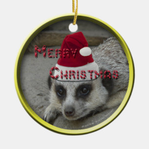 Meerkat Merry Christmas Ceramic Ornament