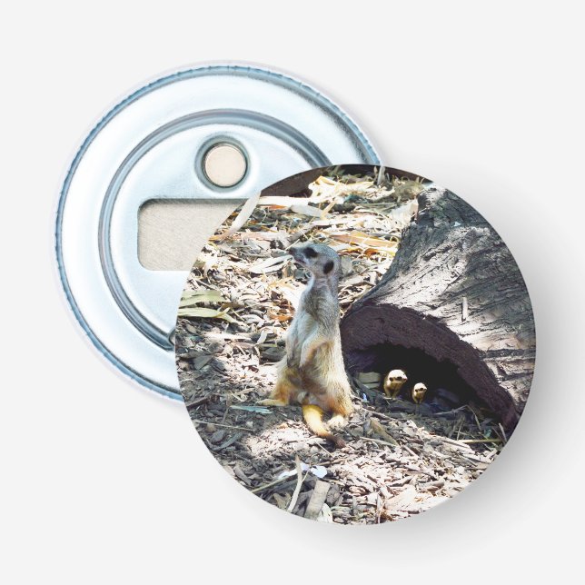 Meerkat Mom With Her Kids, Bottle Opener (Front)
