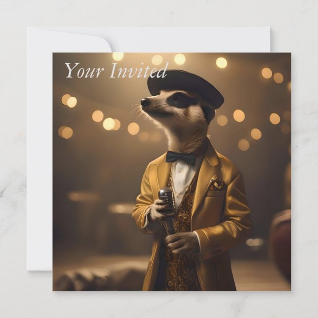 "Meerkat Moonlight: A Crooner’s Serenade"  Invitation (Front)