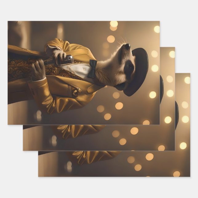 "Meerkat Moonlight: A Crooner’s Serenade"  Wrapping Paper Sheet (Set)