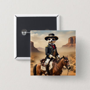 Meerkat On A Horse: Could Be The Lone Stranger 2 Inch Square Button