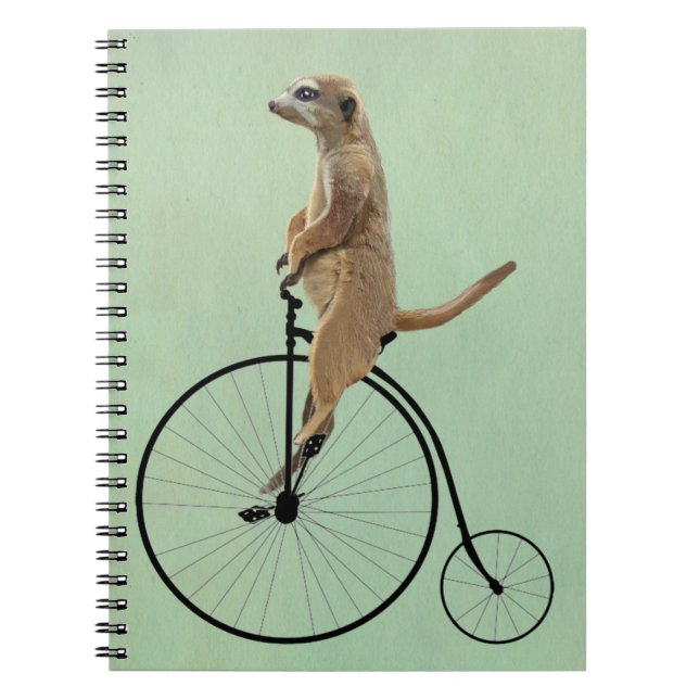 Meerkat on Black Penny Farthing 2 Notebook (Front)