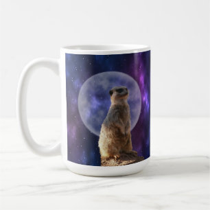 Meerkat On Blue Moonlight Night Watch, Coffee Mug
