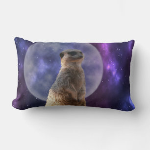 Meerkat On Blue Moonlight Night Watch, Lumbar Pillow