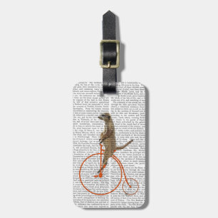 Meerkat on Orange Penny Farthing Luggage Tag