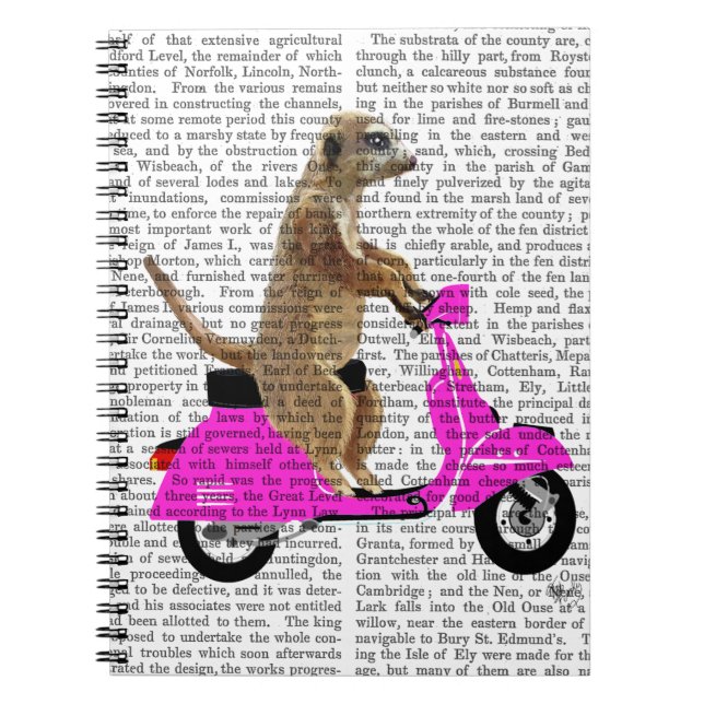 Meerkat on Pink Moped Notebook (Front)