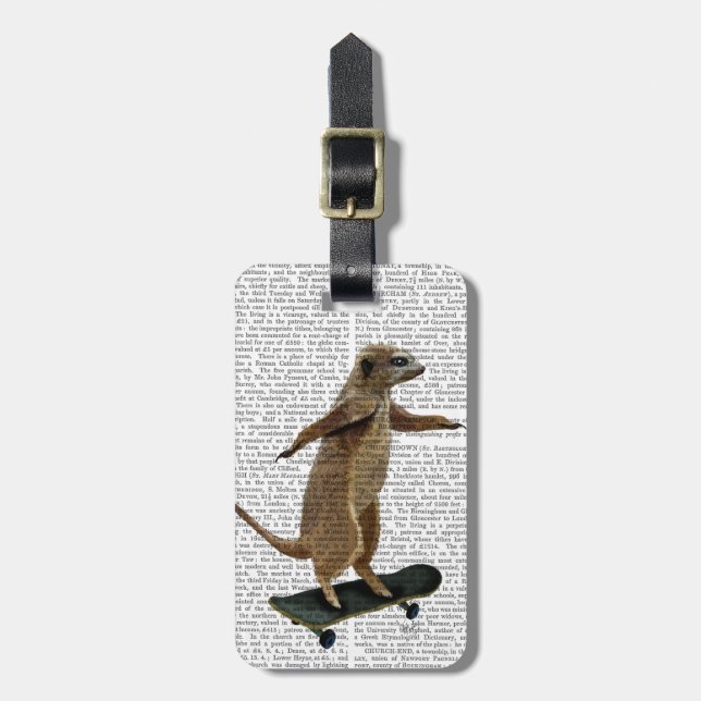 Meerkat On Skateboard 2 Luggage Tag (Front Vertical)