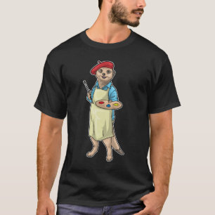 Meerkat Painter Paintbrush Painting T-Shirt