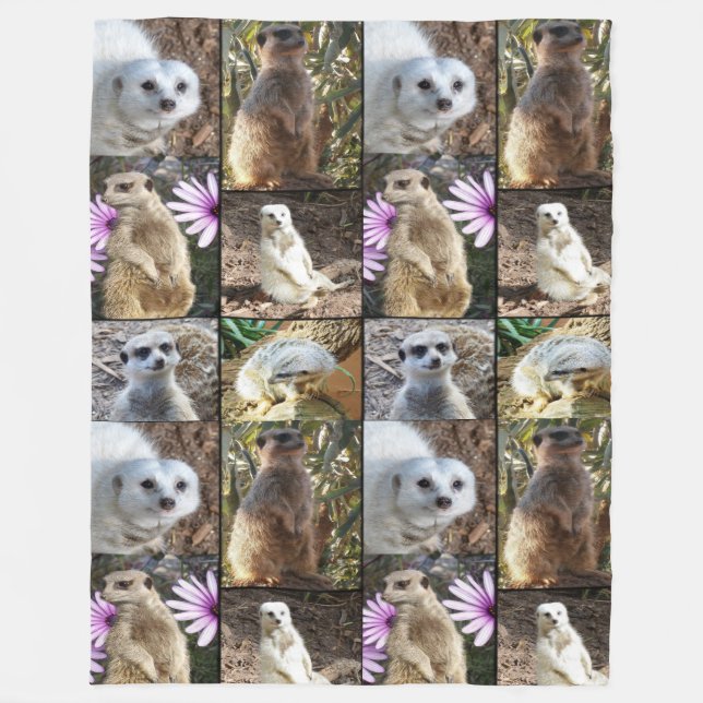 Meerkat Photo Collage,Large Fleece Blanket. Blanket (Front)