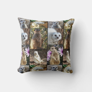 Meerkat Photo Collage, Throw Cushion. Pillow