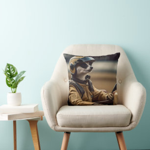 Meerkat Professional Racing Car Driver, Throw Pillow